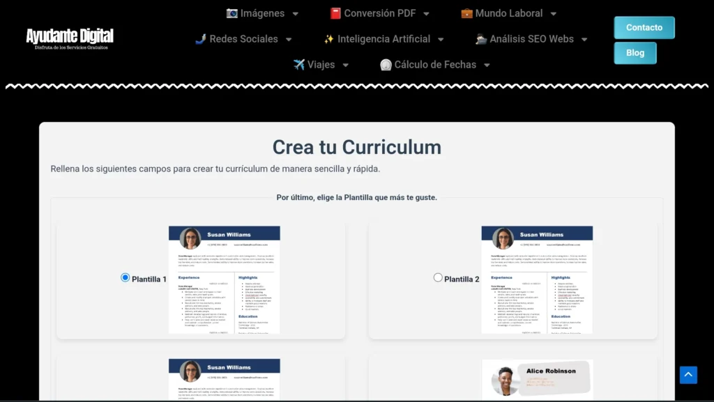 Crea Curriculum Online con Plantillas